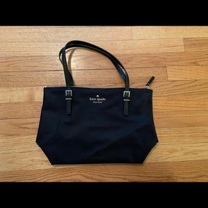 Black nylon Kate Spade purse with gold trim